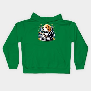 Beagle Playing Drums Christmas Kids Hoodie